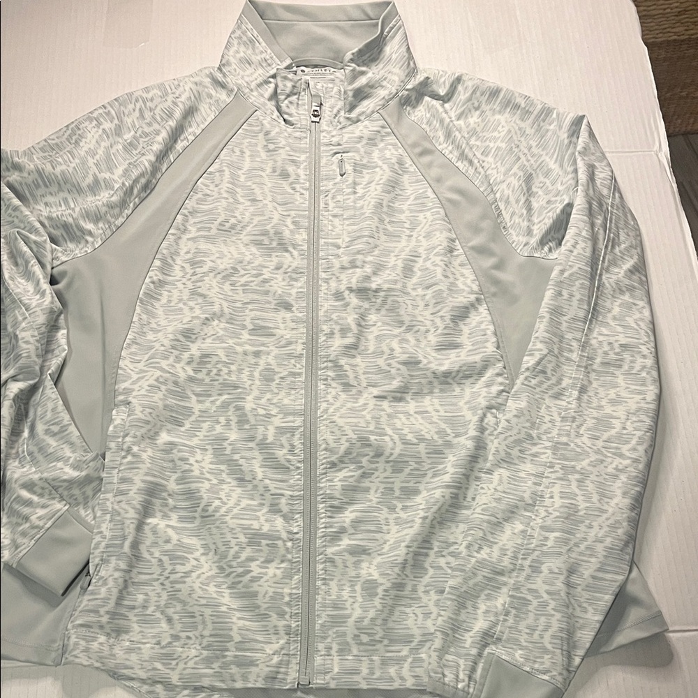 Athleta Patterned Gray Sport Jacket - image 1